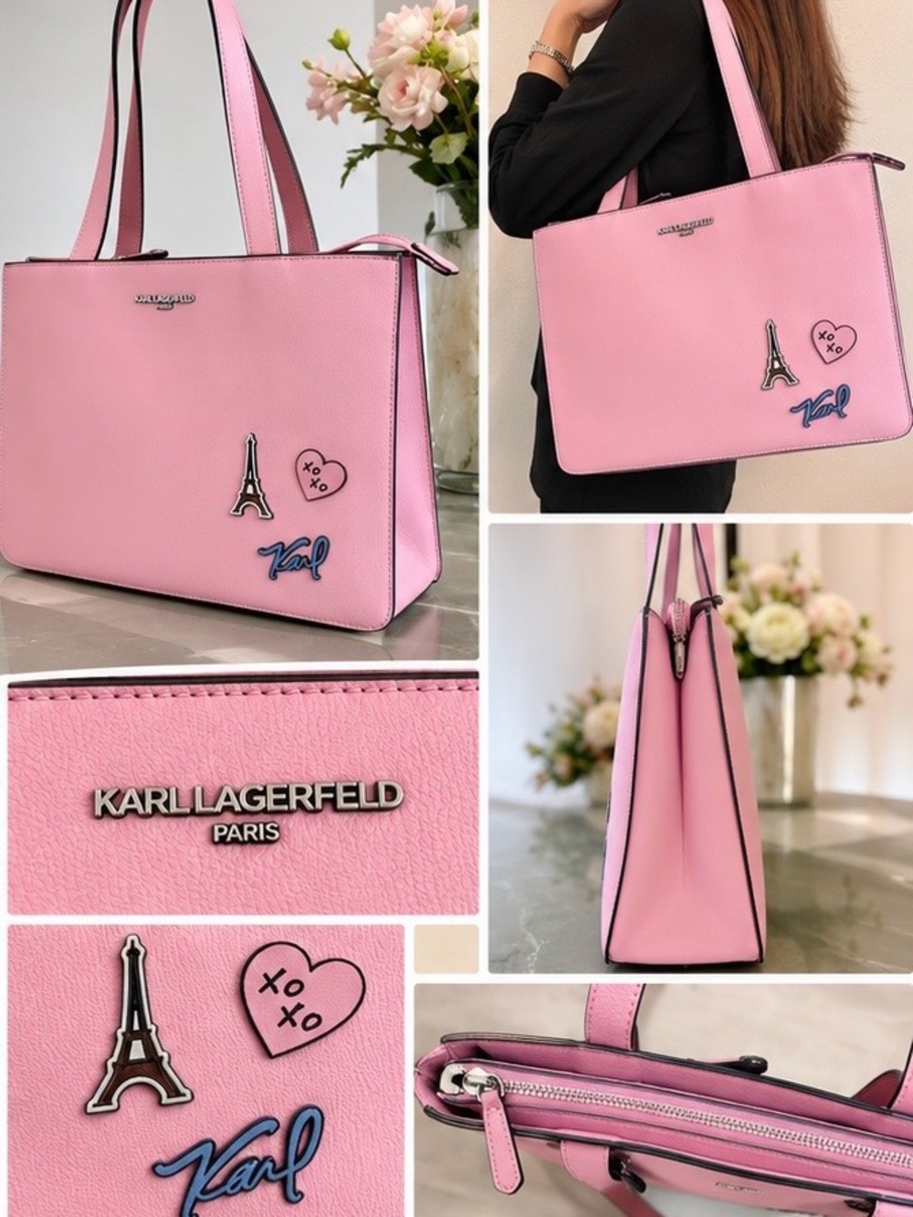 Karl Lagerfeld Paris Margot Blush Pink Tote Crossbody - Picture 13 of 14